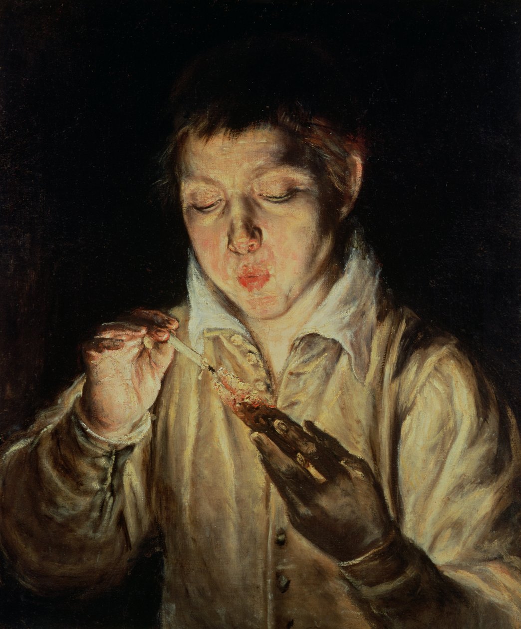 Un enfant soufflant sur une braise, début des années 1570 - El Greco