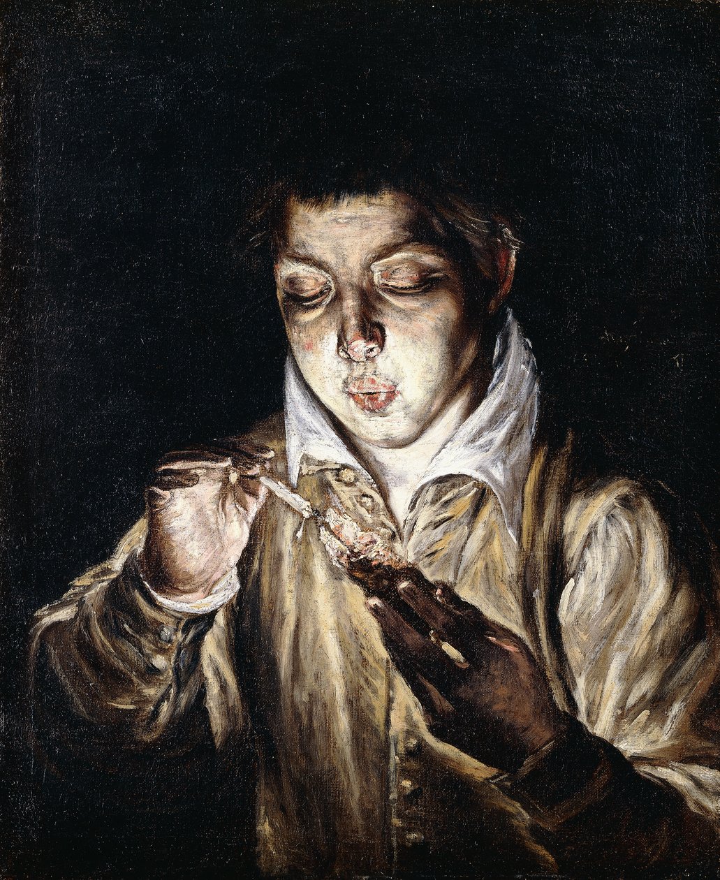 Un garçon allumant une bougie - El Greco