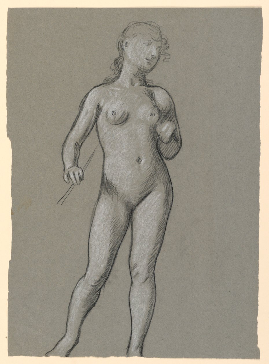 Dessin, étude de nu féminin, vers 1885 - Elihu Vedder