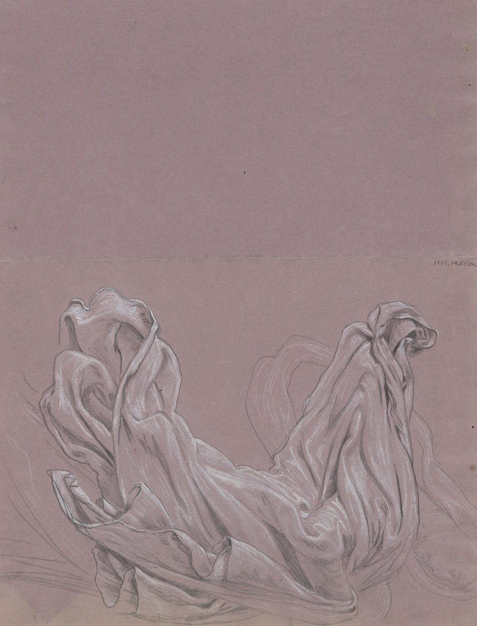 Études de figures (recto); Étude de draperie (verso) - Elihu Vedder