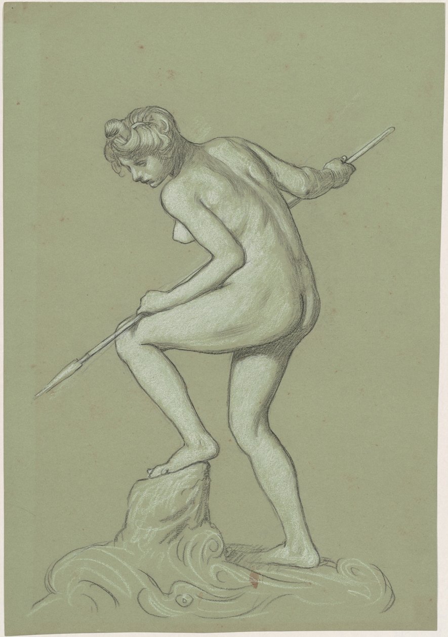 Fille harponnant un dauphin - Elihu Vedder