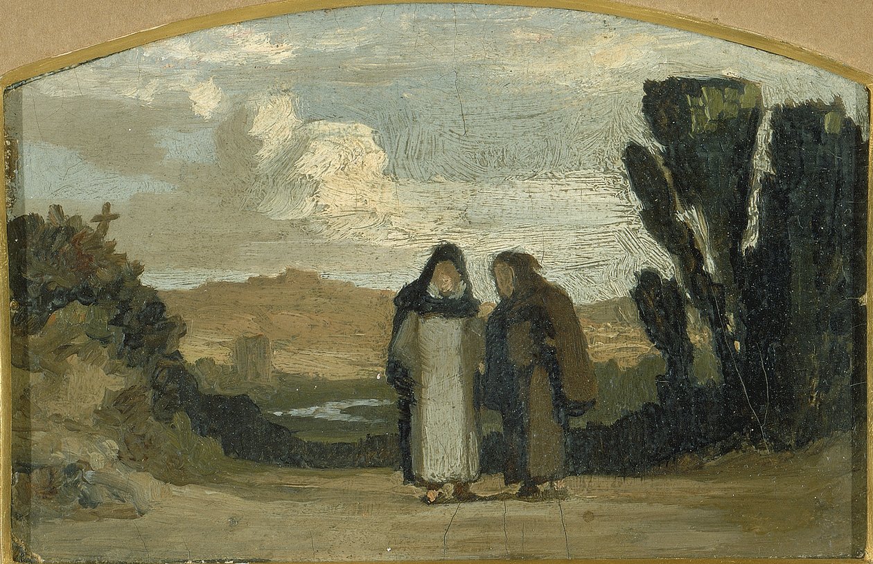 Moines sur la Voie Appienne - Elihu Vedder