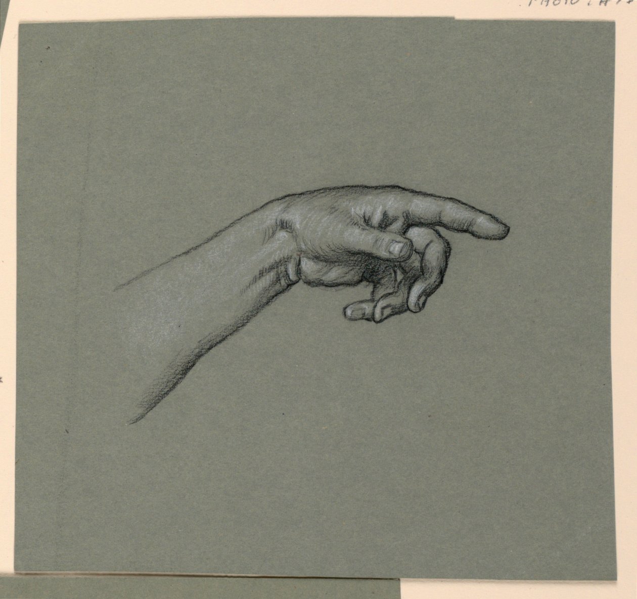 pointant la main gauche et le poignet - Elihu Vedder