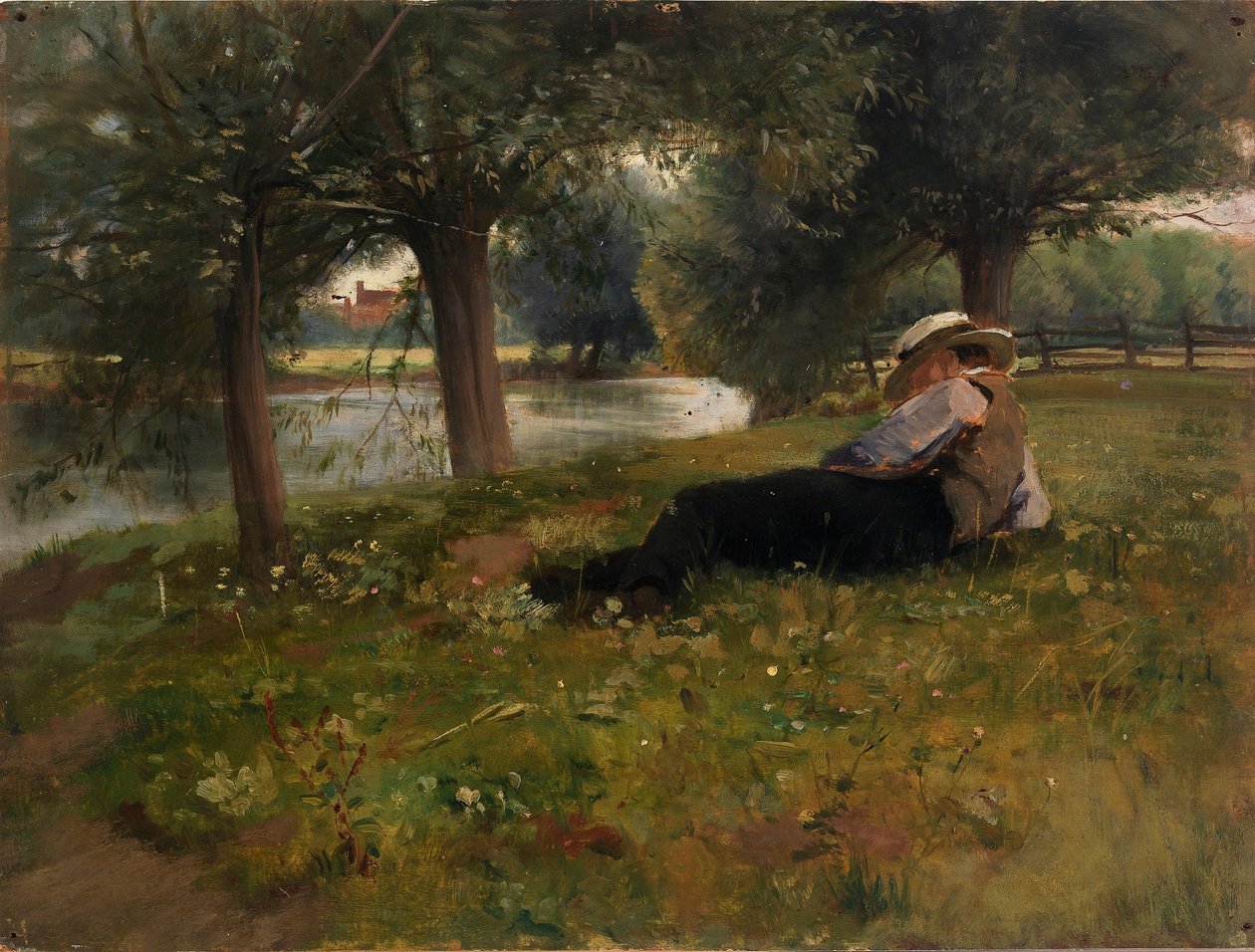 Homme allongé au bord d