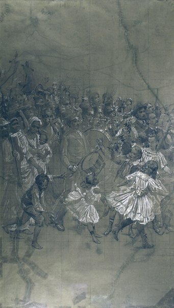 Groupe de musique - Dessin pour le transfert du grand rideau du Théâtre Municipal de Rio de Janeiro - Eliseu Visconti