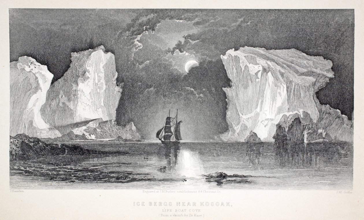 Icebergs près de Kosoak, Life Boat Cove, illustration de 