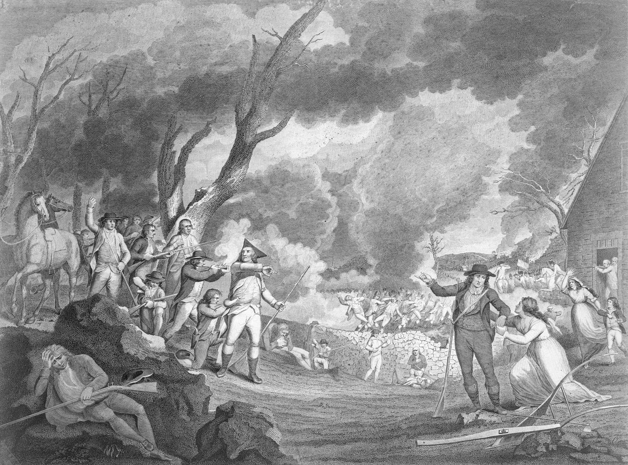 Bataille de Lexington, 19 avril 1775, gravée par Cornelius Tiebout (vers 1773-1832) - Elkanah Tisdale