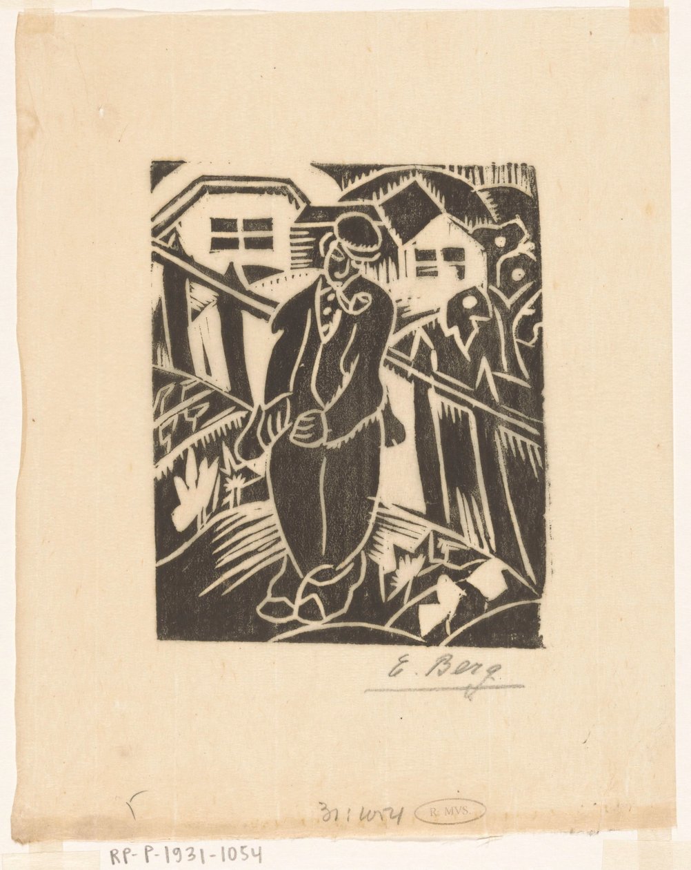 Homme dans le potager - Else Berg (signed by artist)