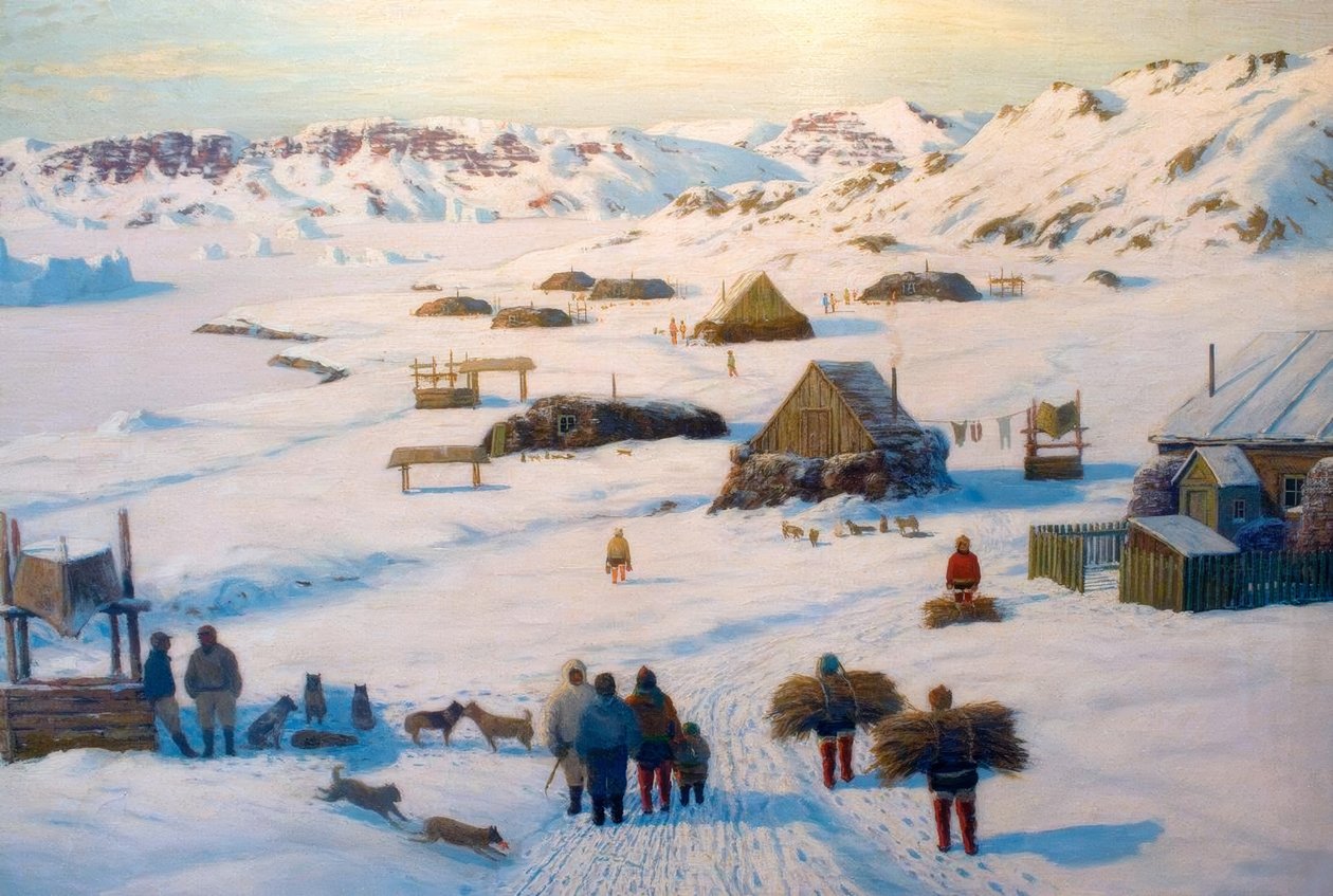 Village inuit en hiver - Emanuel A. Petersen