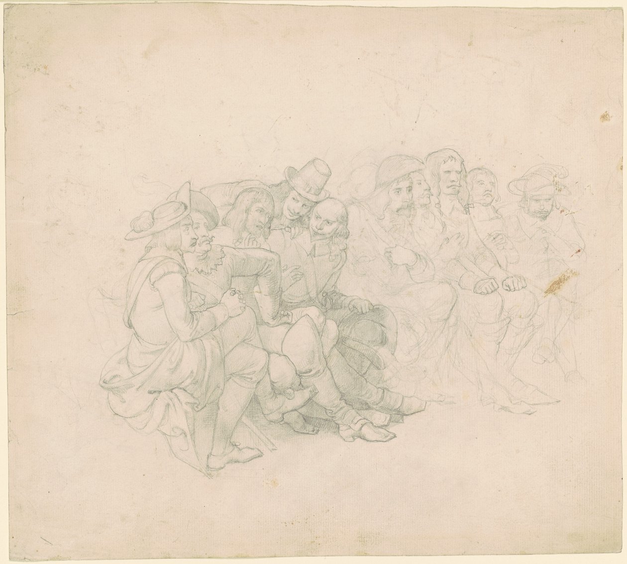 Hommes en costumes du XVIIe siècle [recto] - Emanuel Gottlieb Leutze