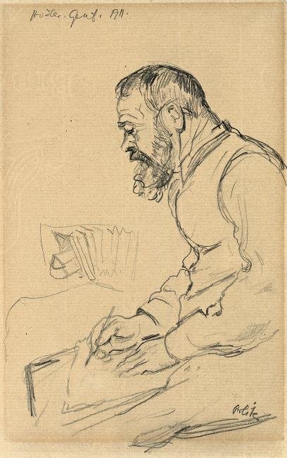 Ferdinand Hodler dessinant Genève 1911 - Emil Orlik