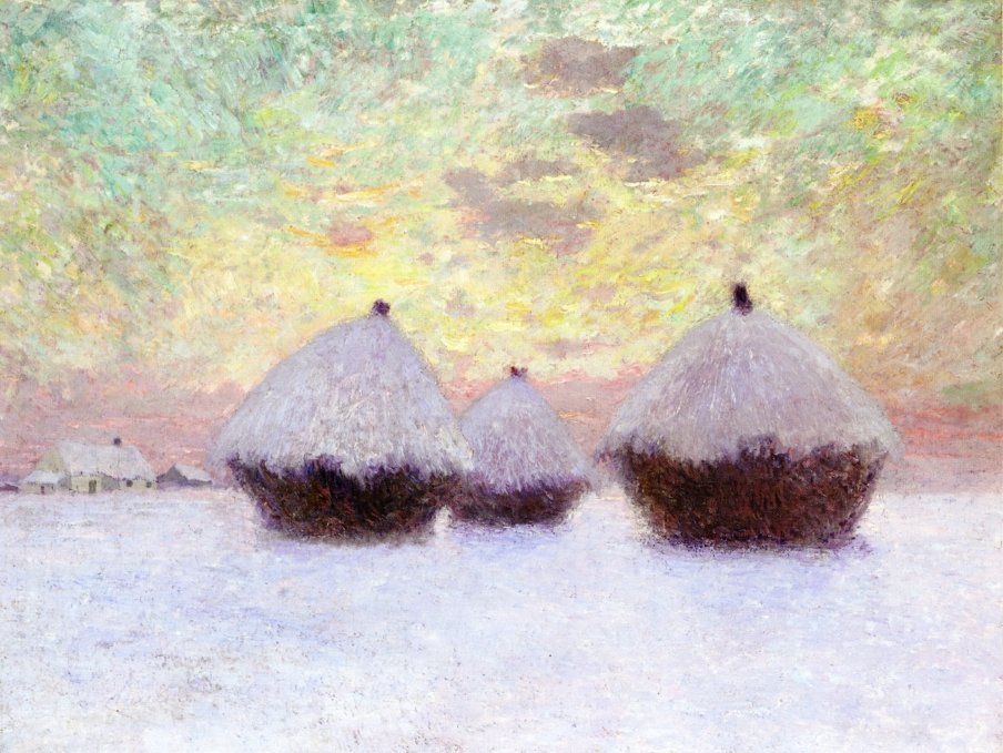 Meules de foin dans la neige - Emile Claus