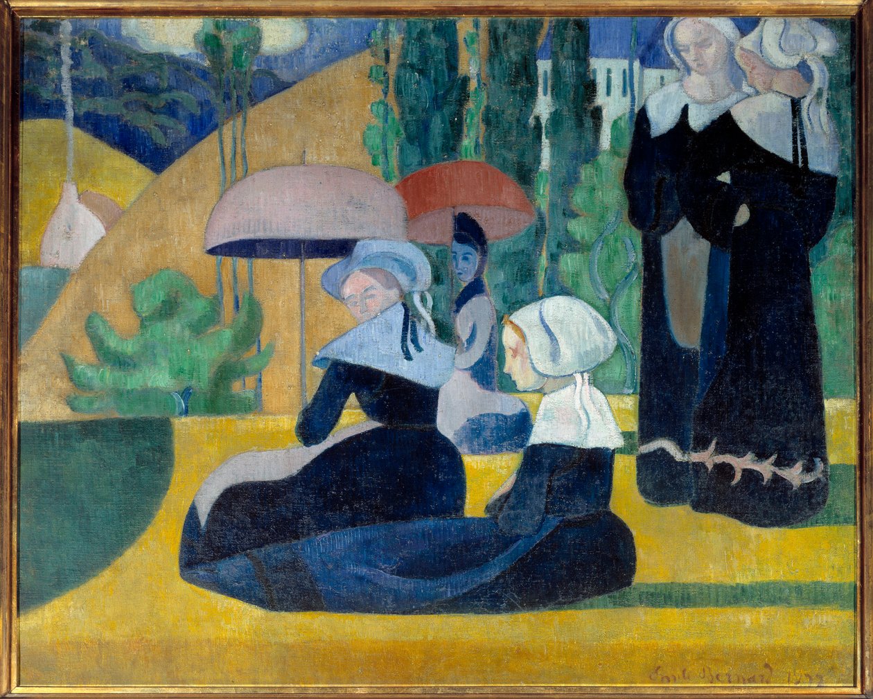 Bretons avec des parapluies - Emile Bernard