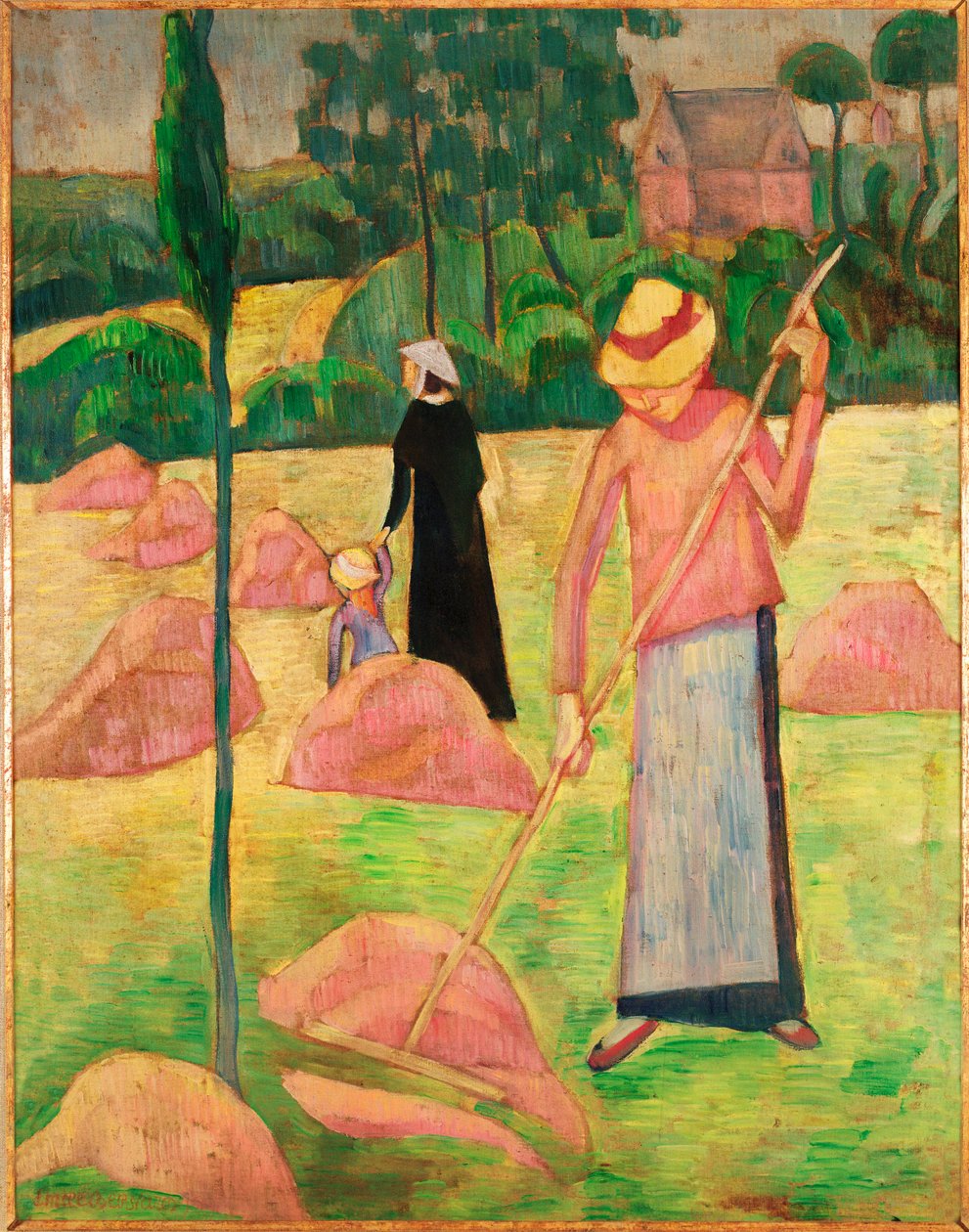 Femme au râteau ... (huile sur toile) - Emile Bernard