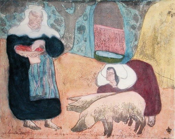 Femmes avec des cochons - Emile Bernard