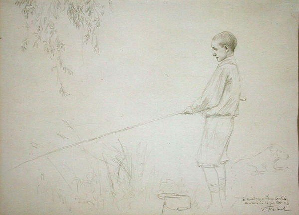 Jeune Garçon Pêchant - Emile Friant