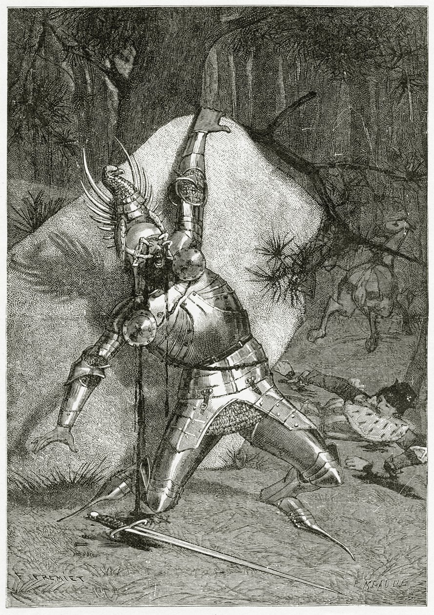 Tiphaine aveuglé par son aigle en bronze, 19ème siècle - Emmanuel Fremiet