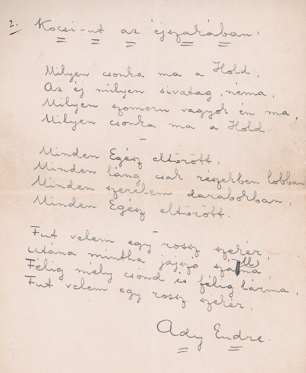Chemin de charrette la nuit - Endre Ady