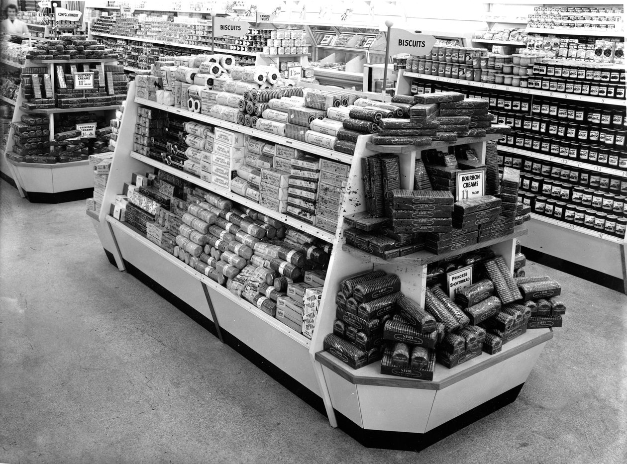 Rayon de biscuits, magasin Woolworths, 1956 - English Photographer