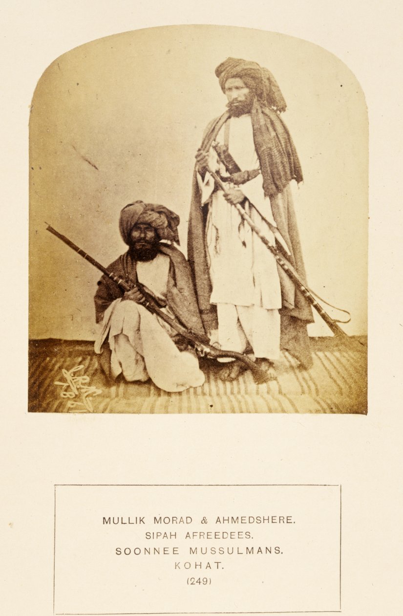 Mullik Morad et Ahmedshere, Sipah Afreedees, Soonnee Musulmans, Kohat, de The People of India, par J. Forbes Watson, publié en 1868 - English Photographer