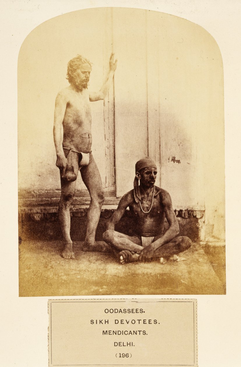 Oodassees, dévots sikhs, mendiants, Delhi, de The People of India, par J. Forbes Watson, publié en 1868 - English Photographer