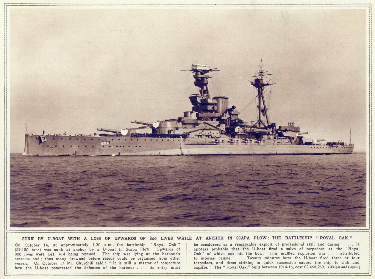 Le cuirassé, Royal Oak, de The Illustrated War News, publié le 1er novembre 1939 - English Photographer