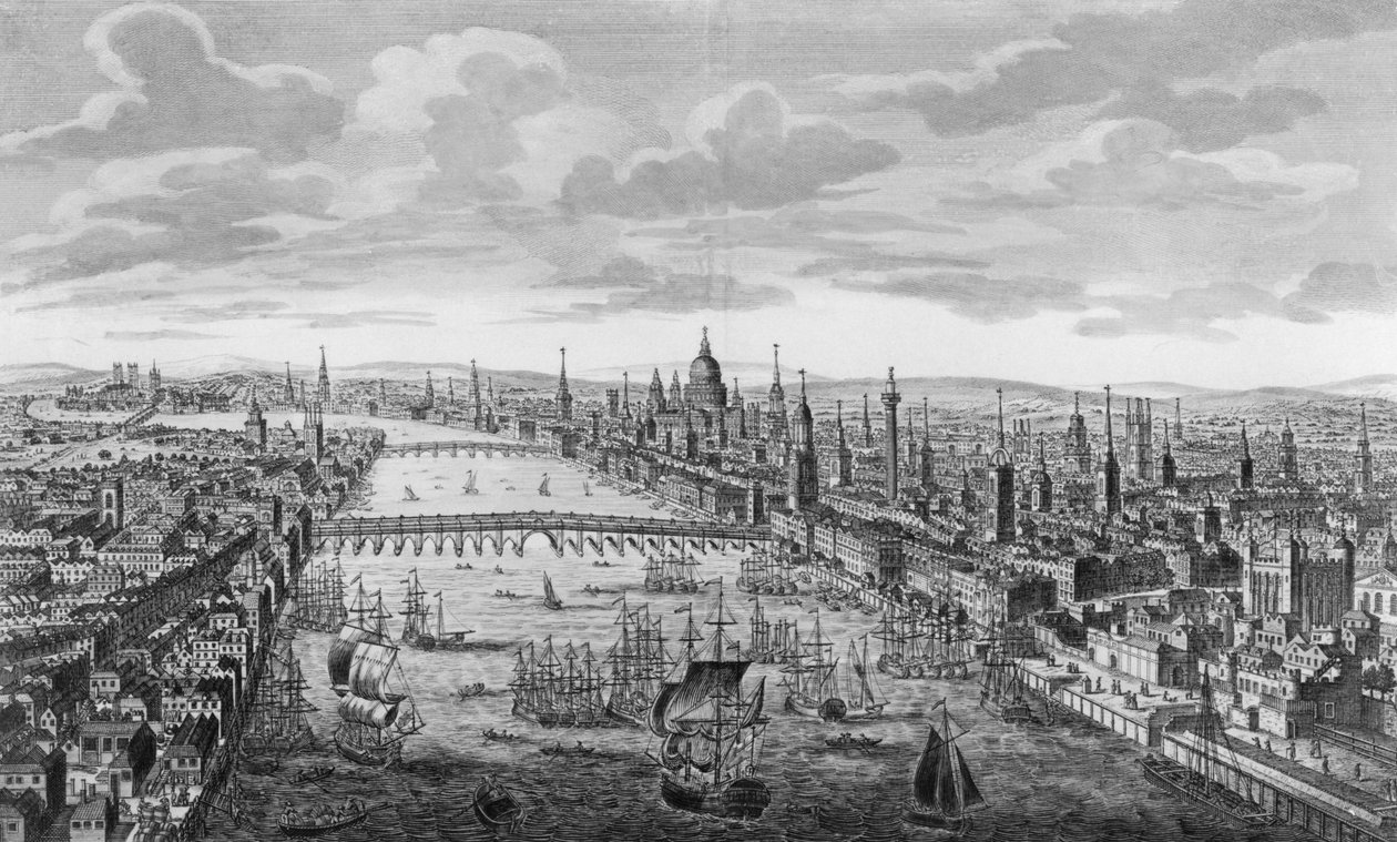Vue générale de la ville de Londres près de la Tamise, c.1780 - English School