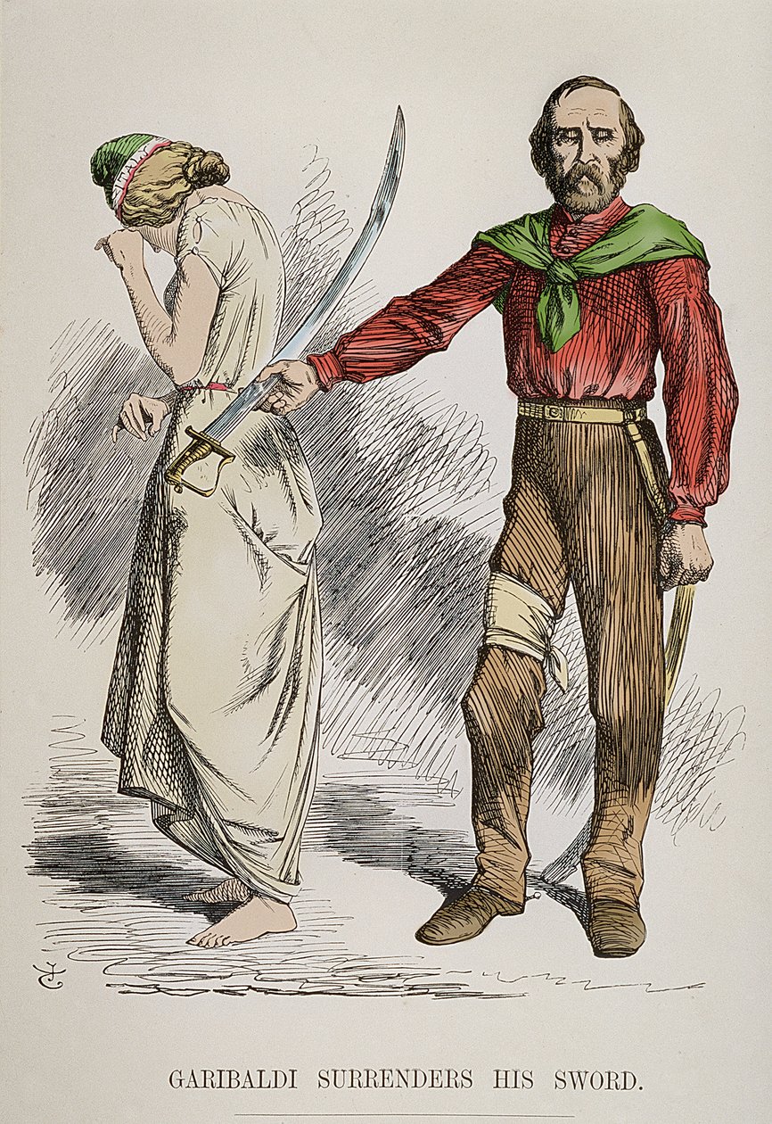 Allégorie de Garibaldi déposant son épée et quittant Rome - English School