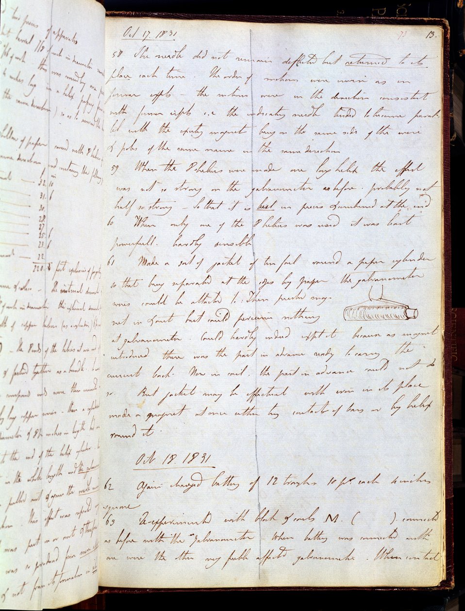 Extrait du journal de Michael Faraday, octobre 1831 - English School