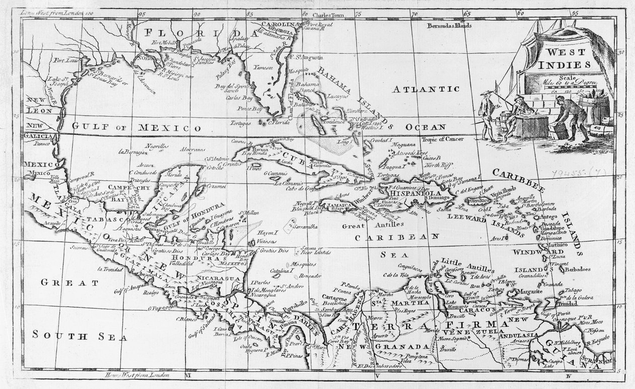 Carte des Antilles, de la Floride et de l