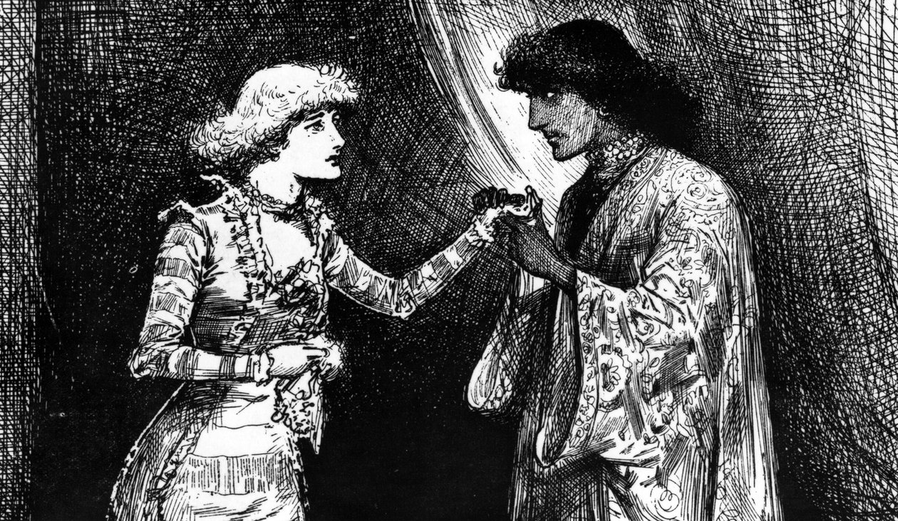 Miss Ellen Terry en Desdémone et M. Irving en Othello - English School