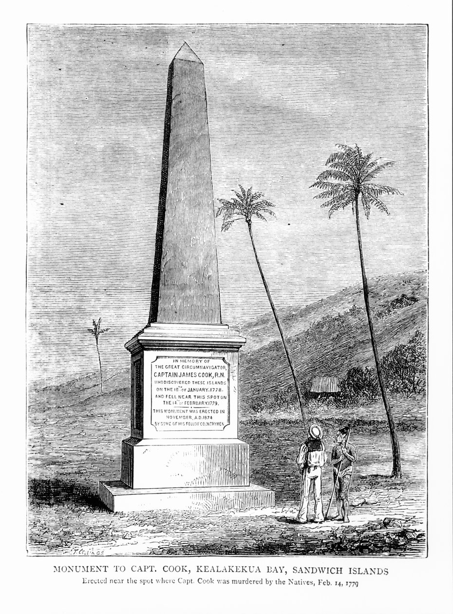 Monument au capitaine James Cook (1728-79), baie de Kealakekua, îles Sandwich - English School