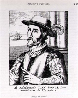 Portrait de Juan Ponce de Leon (1460-1521) qui a découvert la Floride, de The Narrative and Critical History of America, édité par Justin Winsor, Londres, 1886 - English School