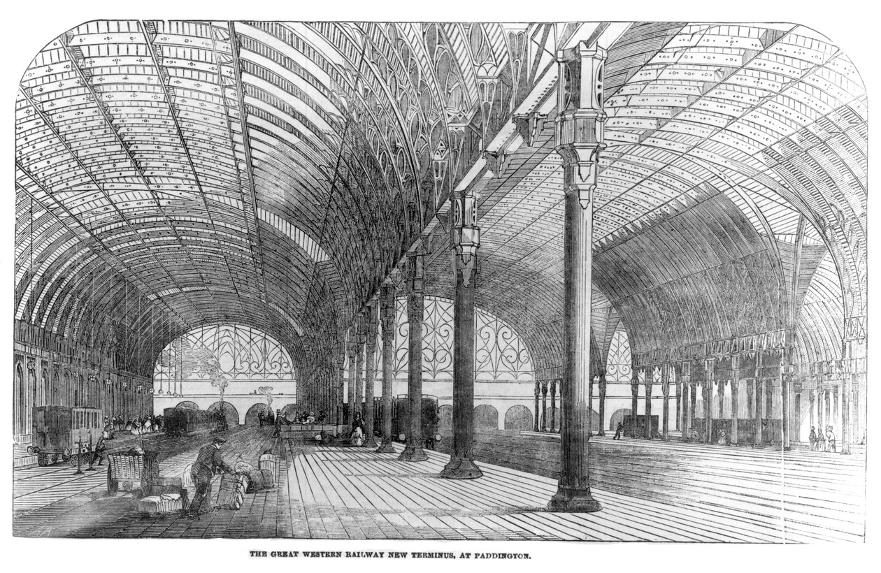 Le nouveau terminus du Great Western Railway à Paddington, Londres, 1854 - English School