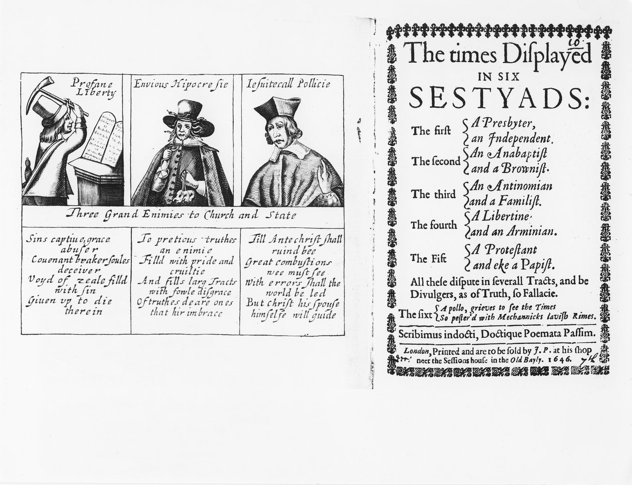 Les Temps affichés en six Sestyads, publié en 1646 - English School