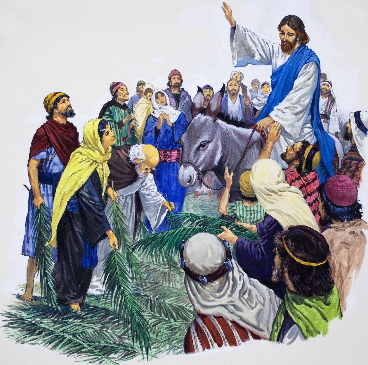 Le Christ entrant à Jérusalem (gouache sur papier) - English School