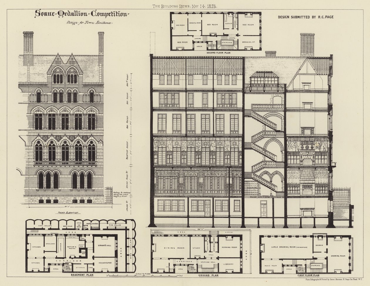 Conception pour une résidence en ville (gravure) - English School