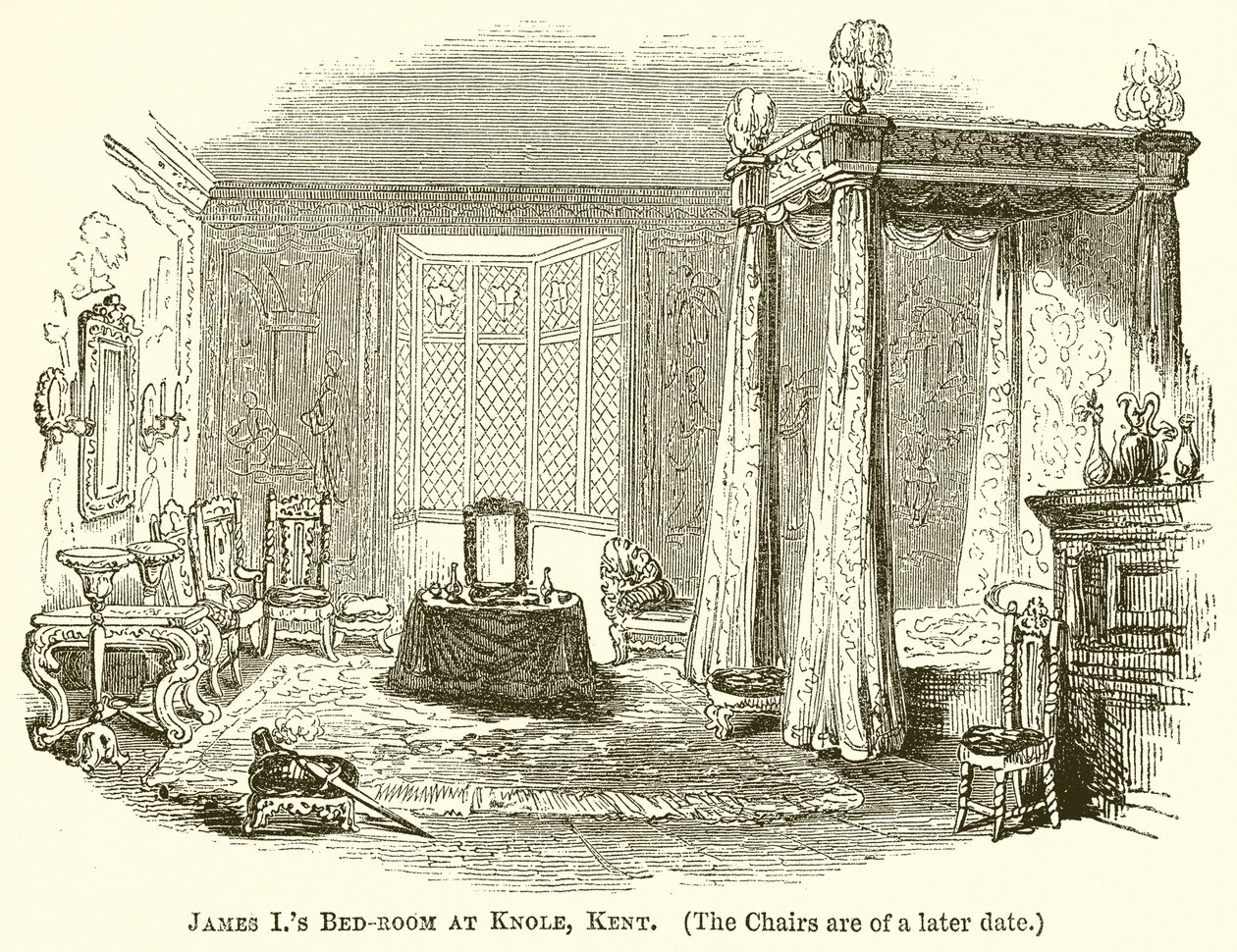 Chambre de James I à Knole, Kent - English School