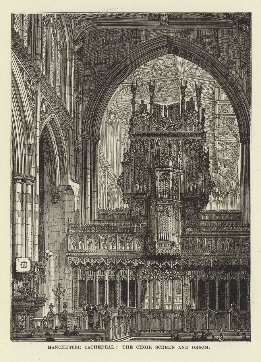 Cathédrale de Manchester, grille du chœur et orgue - English School