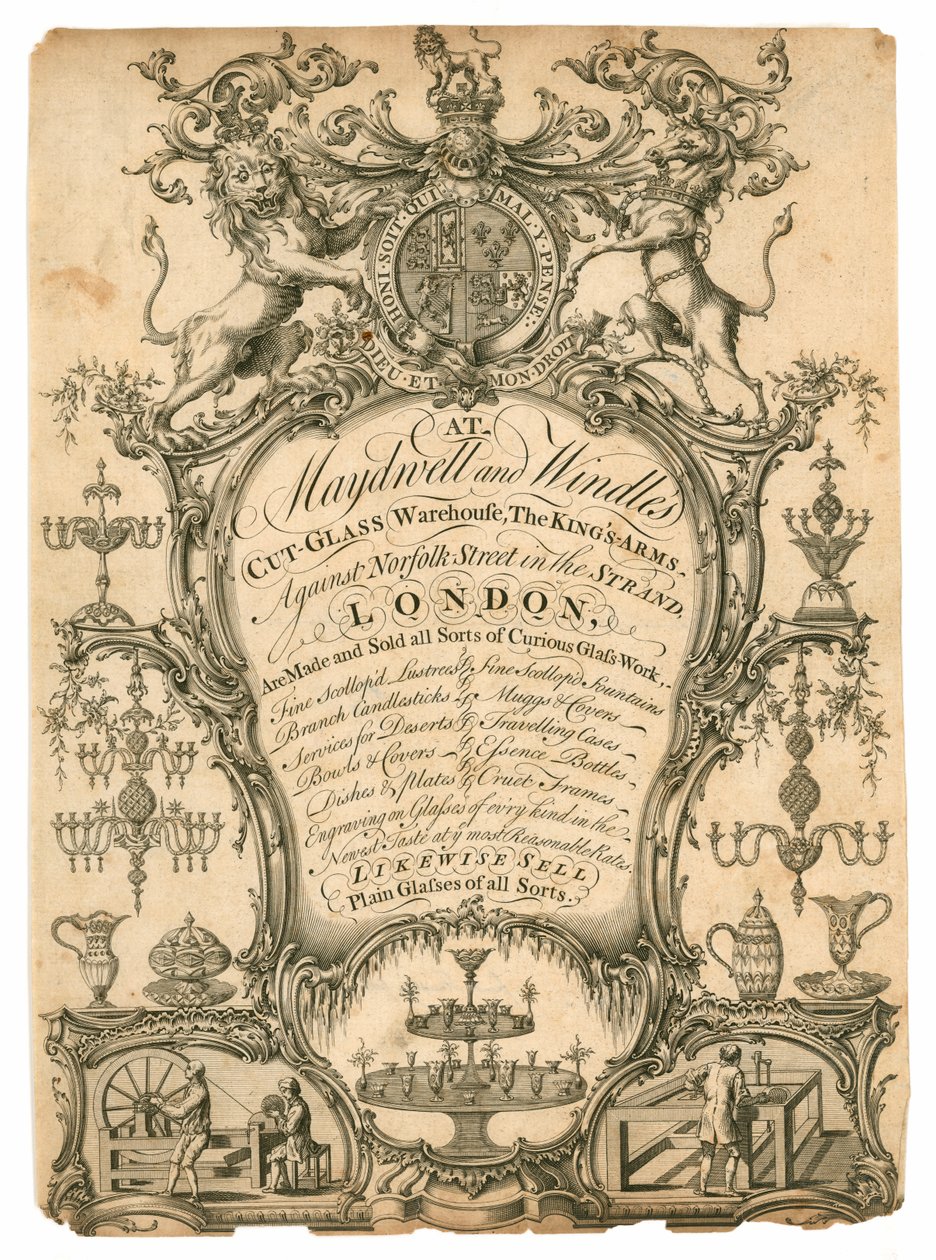 Maydwell et Windle, entrepôt de verre taillé, carte de visite - English School