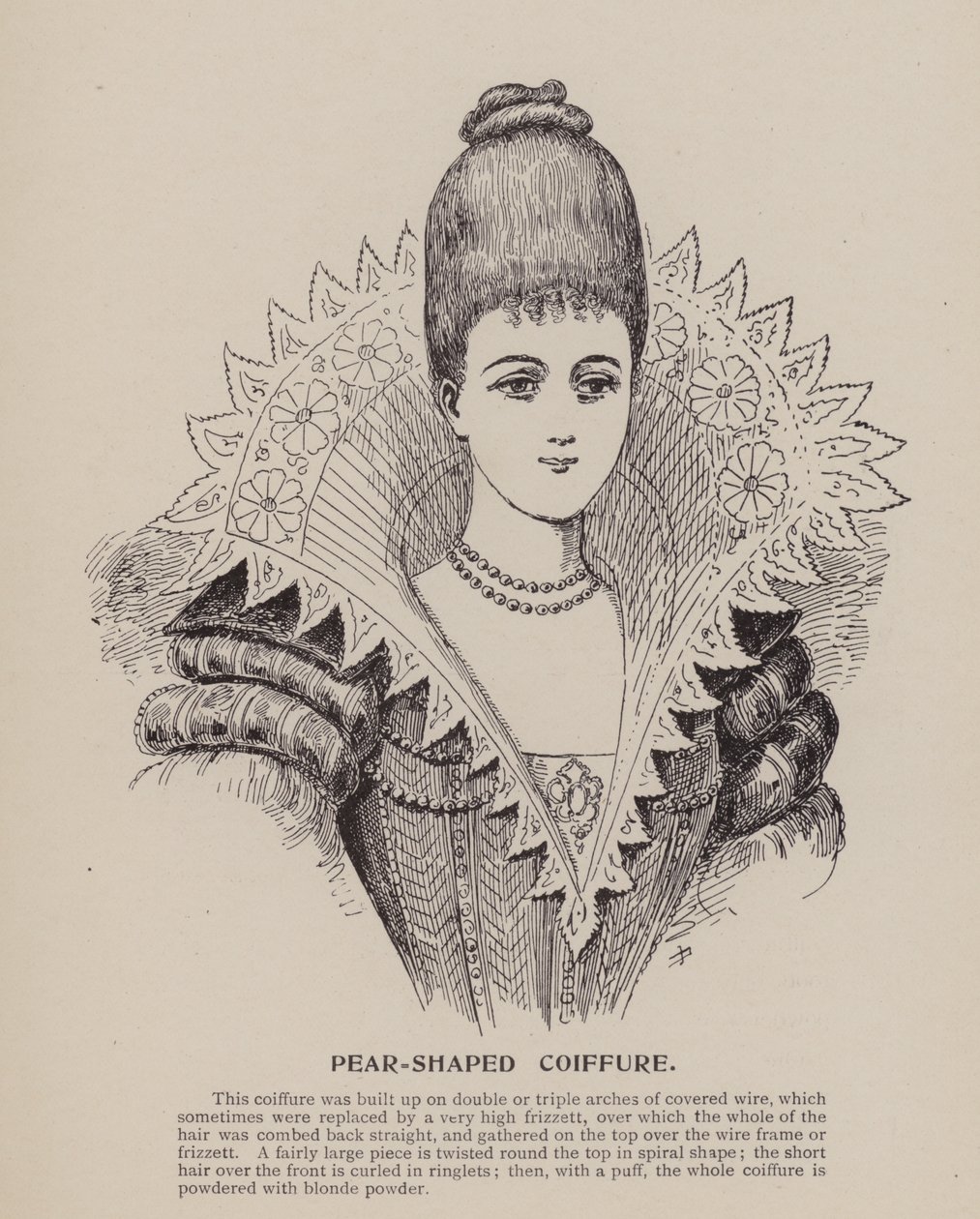 Coiffure en forme de poire (gravure) - English School