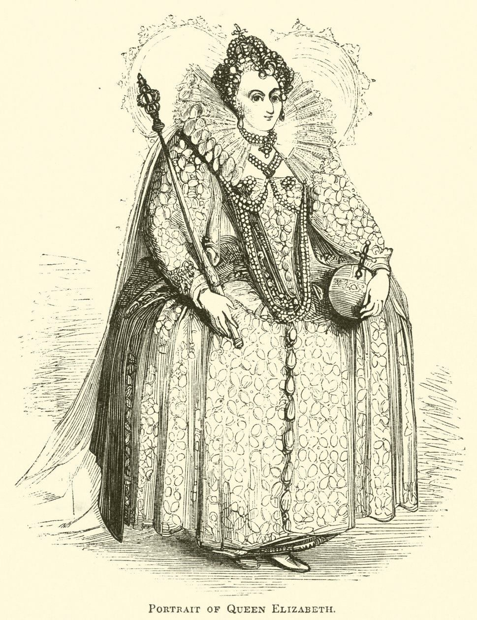 Portrait de la reine Élisabeth (gravure) - English School