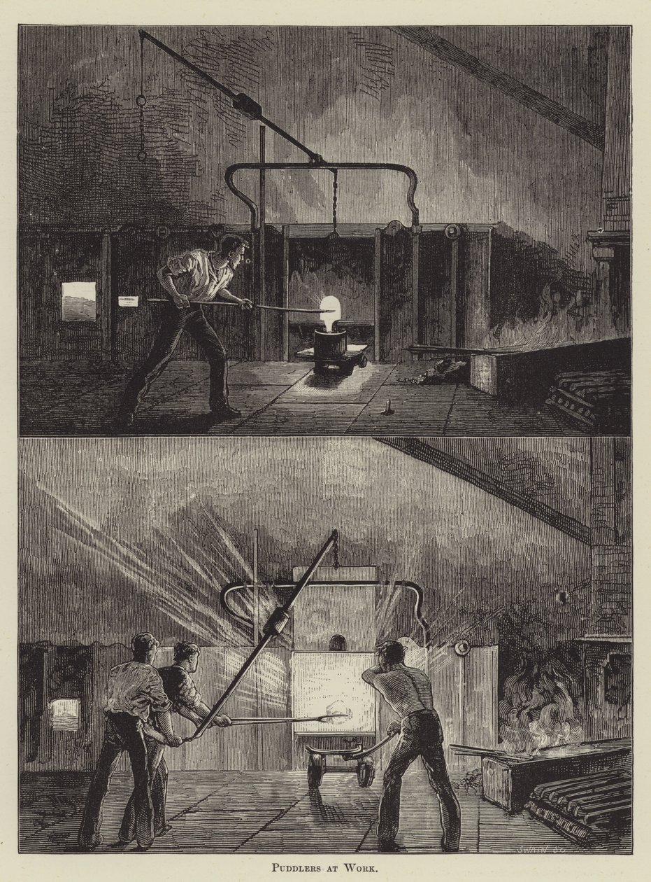 Puddlers at Work (gravure) - English School
