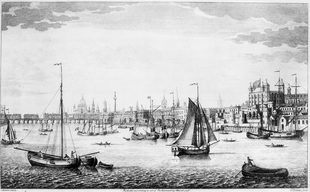La vue sud-est de Londres - English School