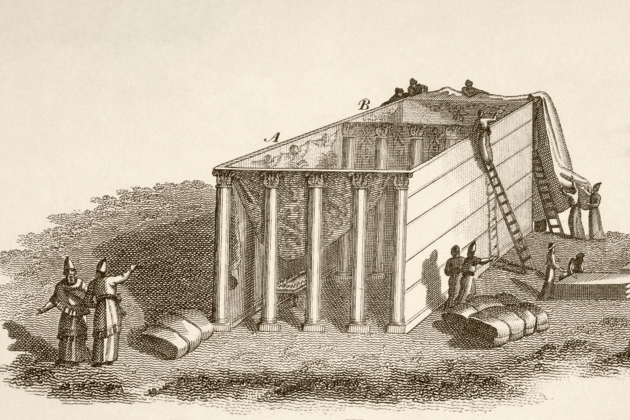 Le Tabernacle dans le désert découvert (lithographie) - English School