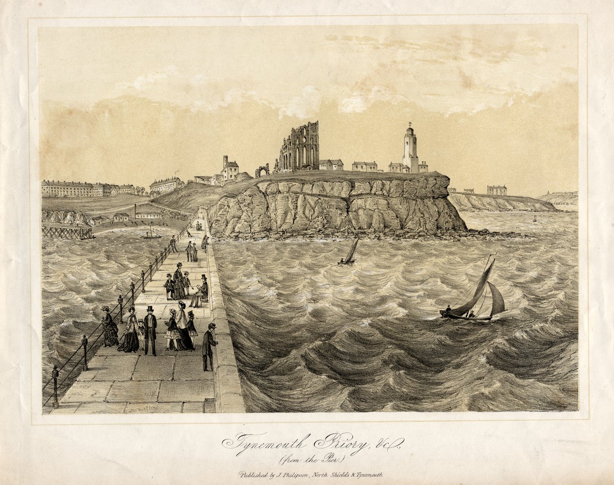 Prieuré de Tynemouth depuis la jetée - English School