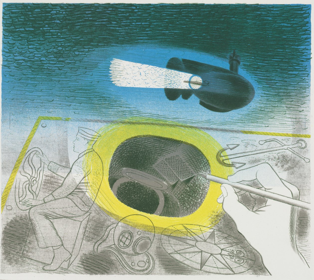 Série sous-marine : Lithographie introductive - Eric Ravilious