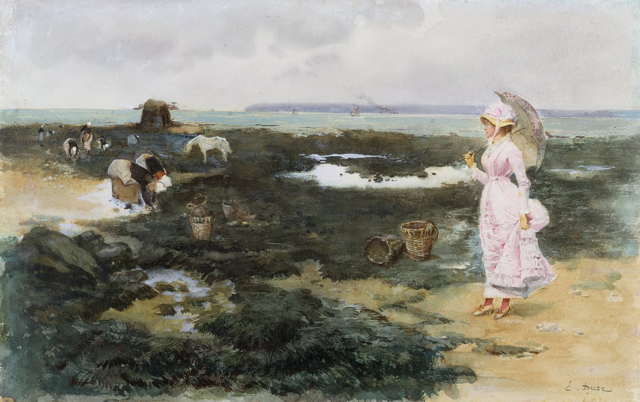 Sur la plage - Ernest Ange Duez