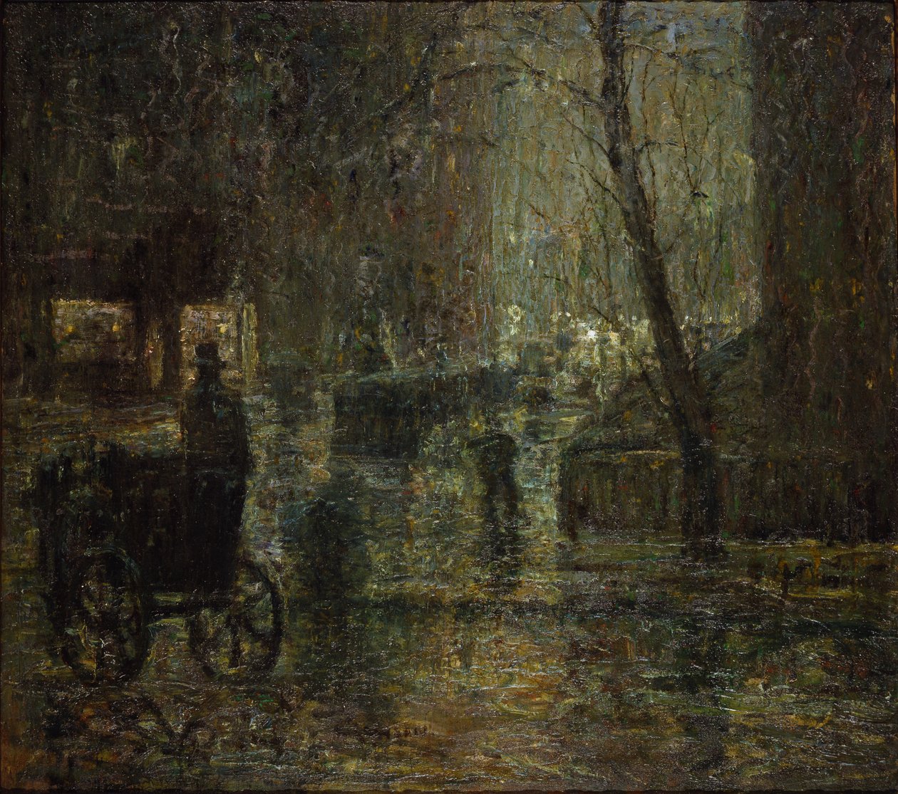 Wet Night, Gramercy Park (After Rain, Nocturne) - Ernest Lawson