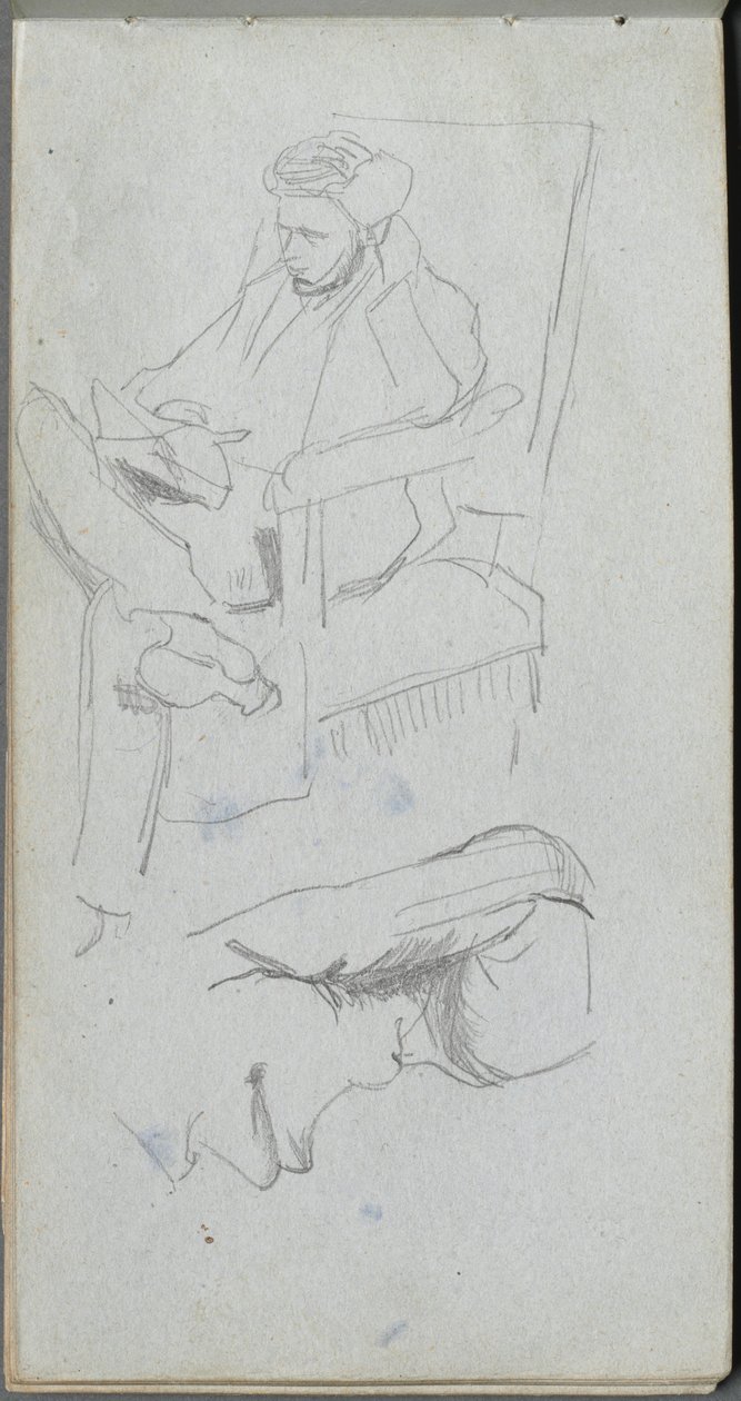 Carnet de croquis, page 24 : Homme assis - Ernest Meissonier